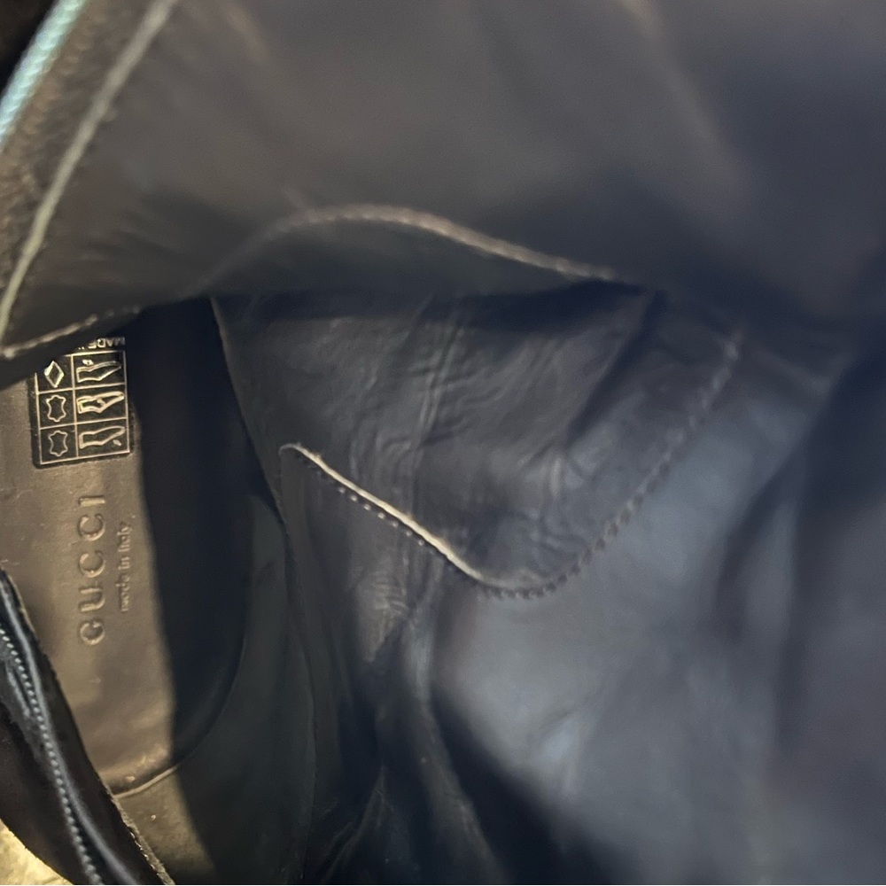 Gucci Meguro Black Suede Luxury Tall Winter Snow Zip Bike Riding Boot Size 10 - Picture 10 of 14
